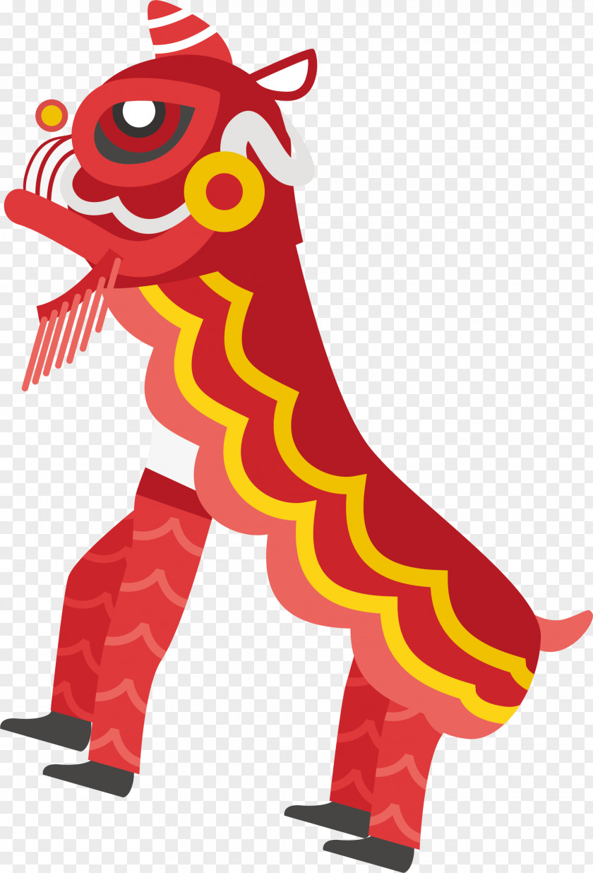 Red Chinese Lion Dance China PNG