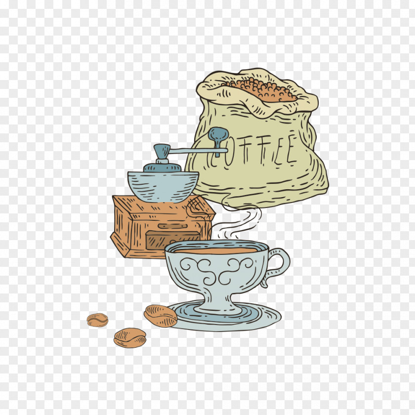 Hand-drawn Illustration Of Coffee Cup Cafe PNG