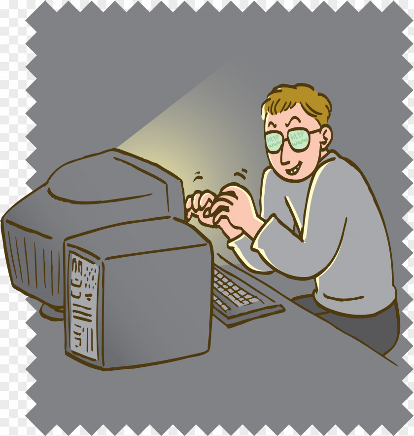 Cartoon Night Playing Computer Security Hacker Photography Clip Art PNG