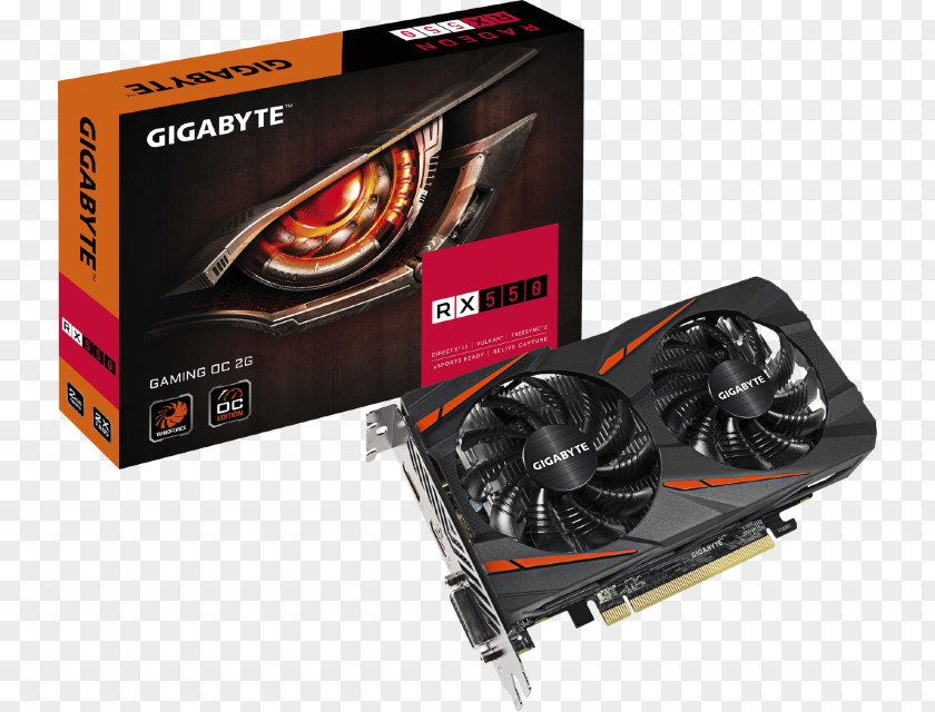 Computer Graphics Cards & Video Adapters AMD Radeon RX 550 GDDR5 SDRAM Gigabyte Technology 500 Series PNG