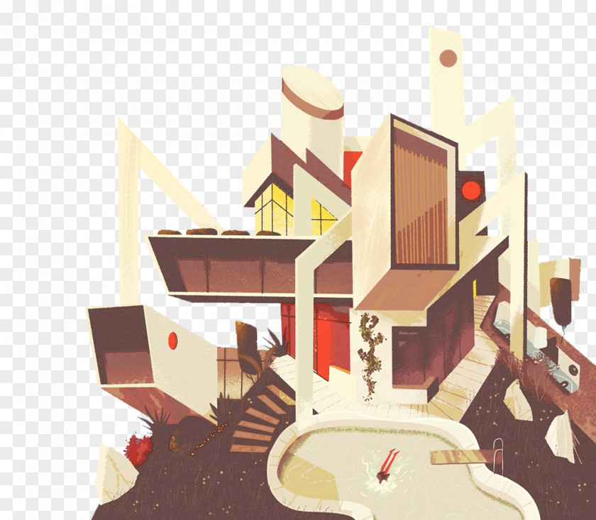 Abstract Creative Building Illustrator Drawing Architecture Illustration PNG