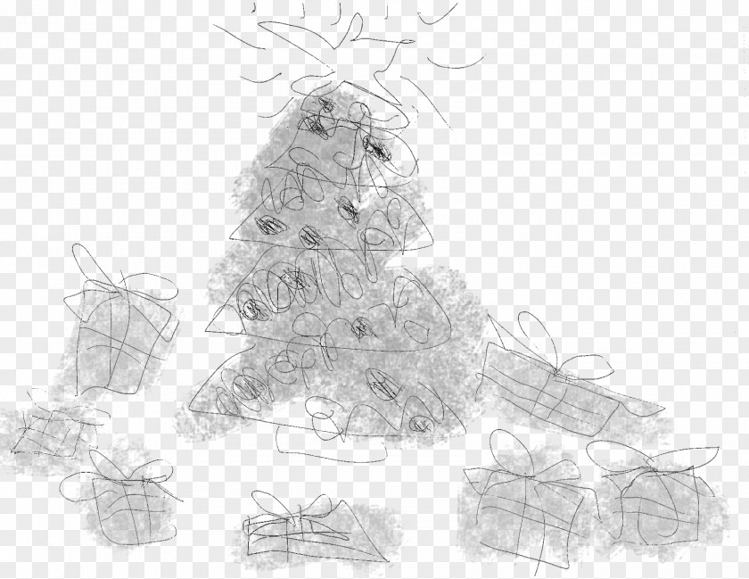 Christmas Tree Vertebrate Line Art Sketch PNG