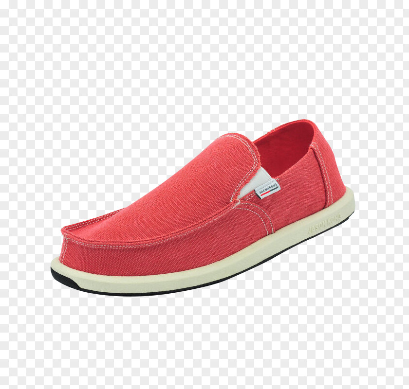 Red Linen Casual Shoes Slip-on Shoe PNG