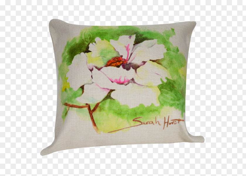 White Peony Throw Pillows Cushion Artist Artisan PNG