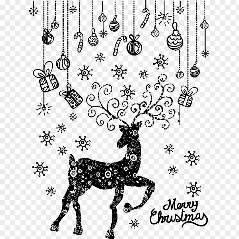 Deer And Snowflakes PNG