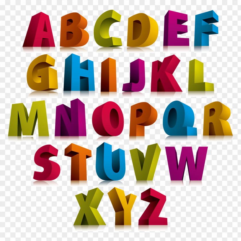 Color 3D Stereoscopic Letter Alphabet Computer Graphics Font PNG