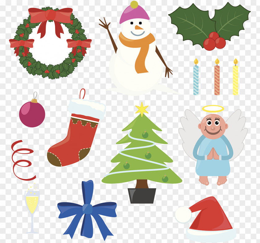 Christmas Elemental Design Tree Gift Clip Art PNG