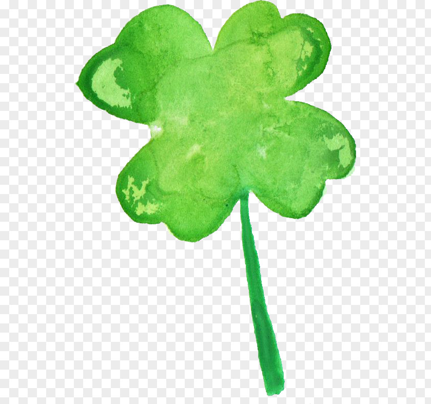 Watercolor Painting Four-leaf Clover Shamrock PNG