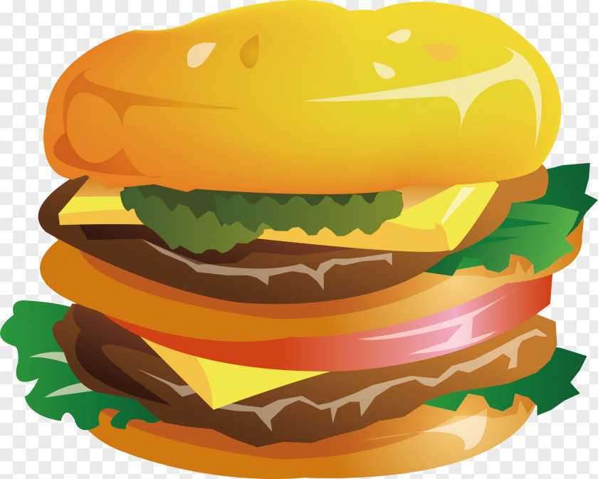 Burger Vector Element Hamburger McDonalds Big Mac Cheeseburger French Fries Fast Food PNG