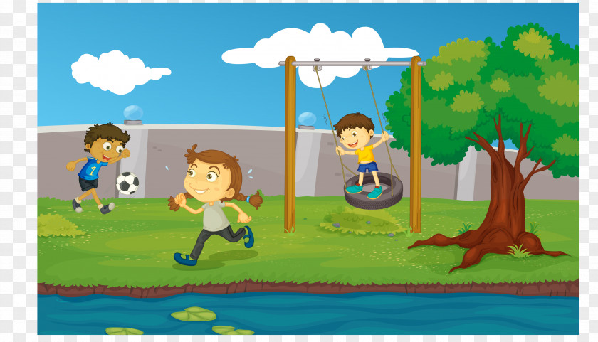 Children Playing In The Park Clip Art Vector Graphics Royalty-free Illustration Image PNG