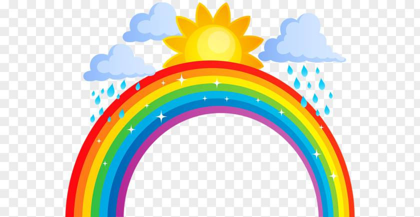 Clouds With Sun Rainbow Clip Art PNG