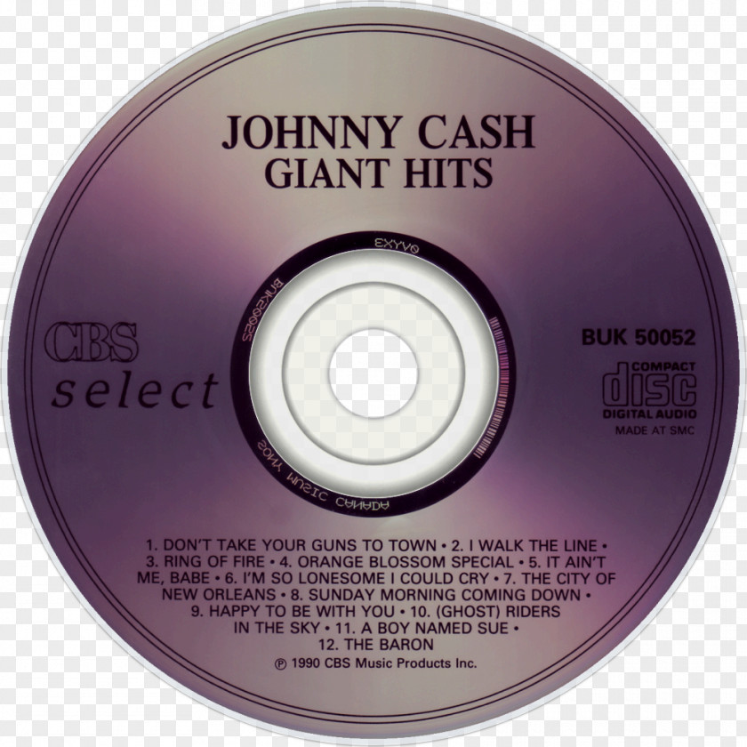 Johnny Cash Compact Disc Giant Hits 16 Biggest Hits, Volume II Album Greatest! PNG