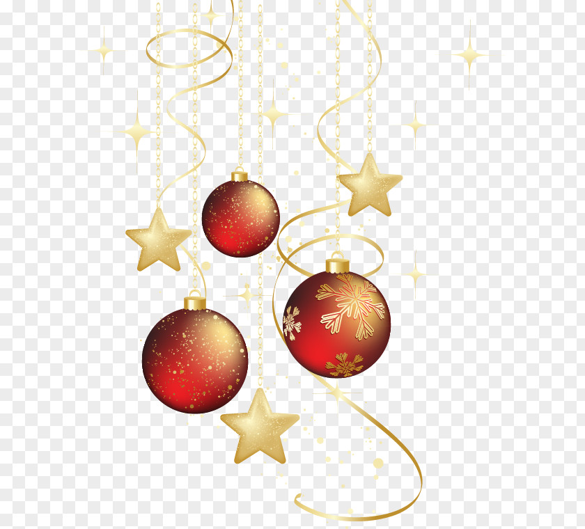 Simple Star Pattern Red Ball Christmas Ornament Card Illustration PNG
