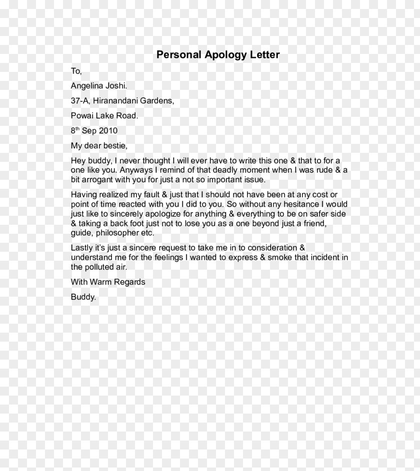 Apologies Letter Writing Template Language Information PNG