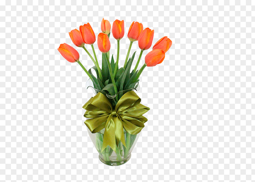 Arreglo Floral Tulip Design Cut Flowers Orange PNG
