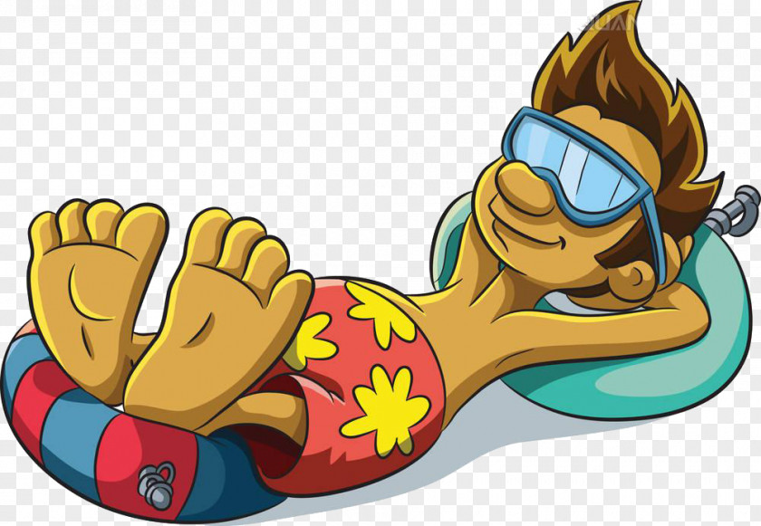 Cartoon Beach Vacation Boy Relaxation Clip Art PNG
