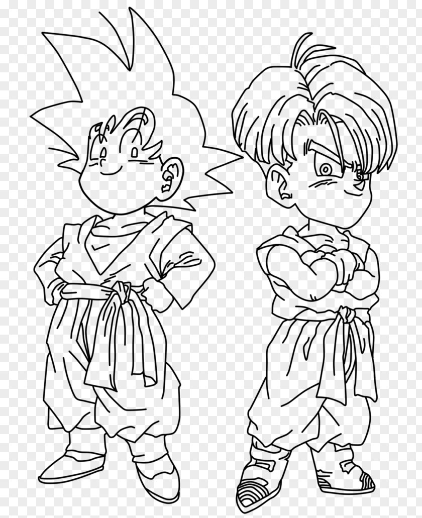 Goku Gotenks Trunks Line Art PNG