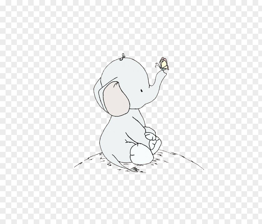 Butterfly Baby Elephant Drawing Clip Art PNG