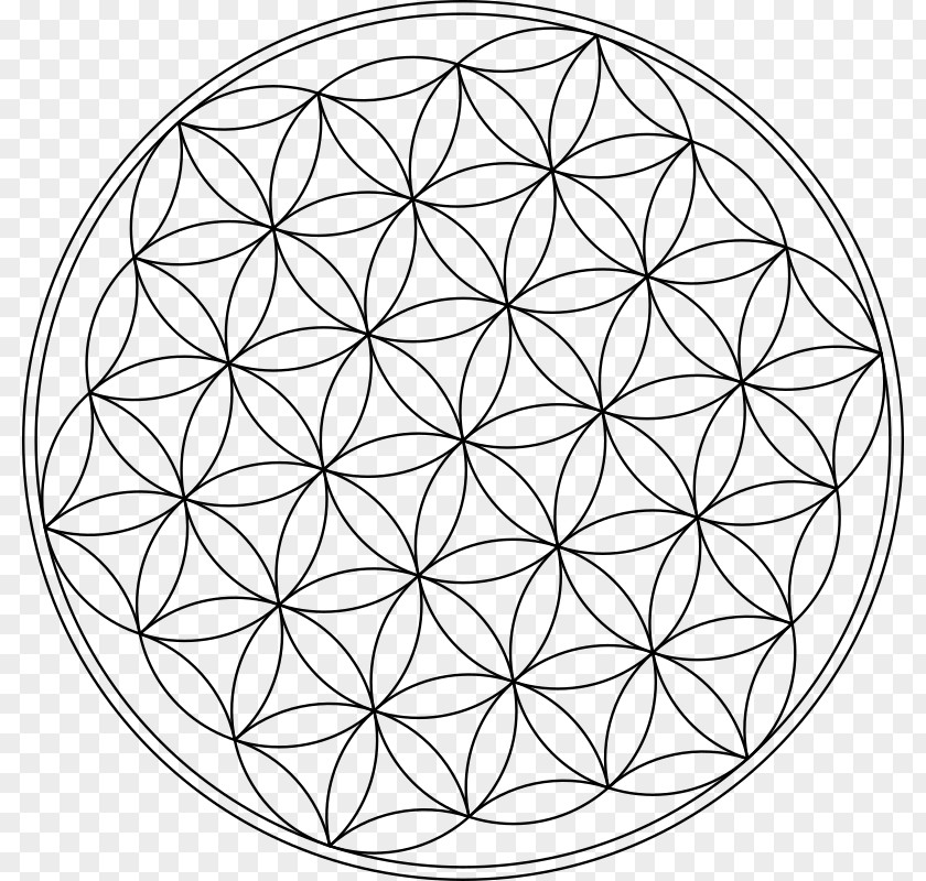 Life Symbol Overlapping Circles Grid Flower Drawing PNG