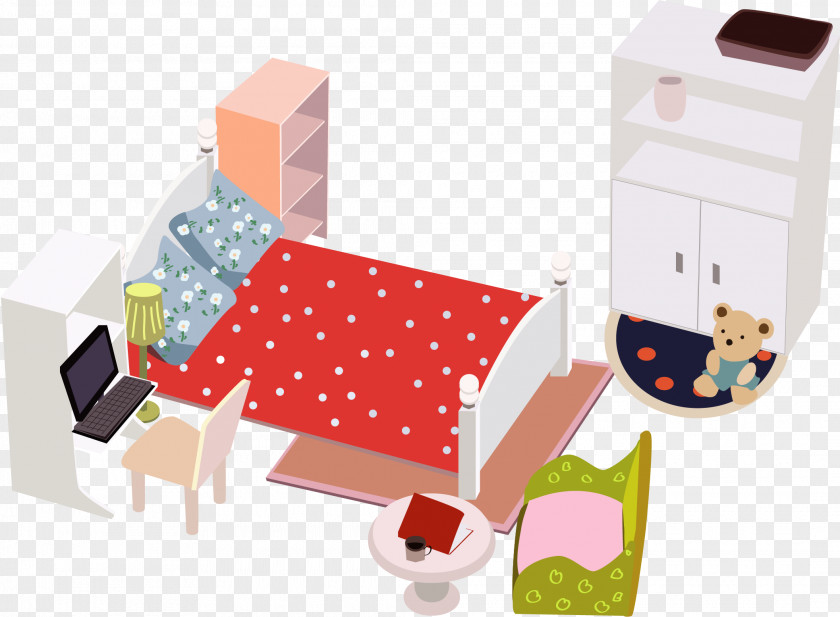 Vector Hand-painted Bedroom PNG