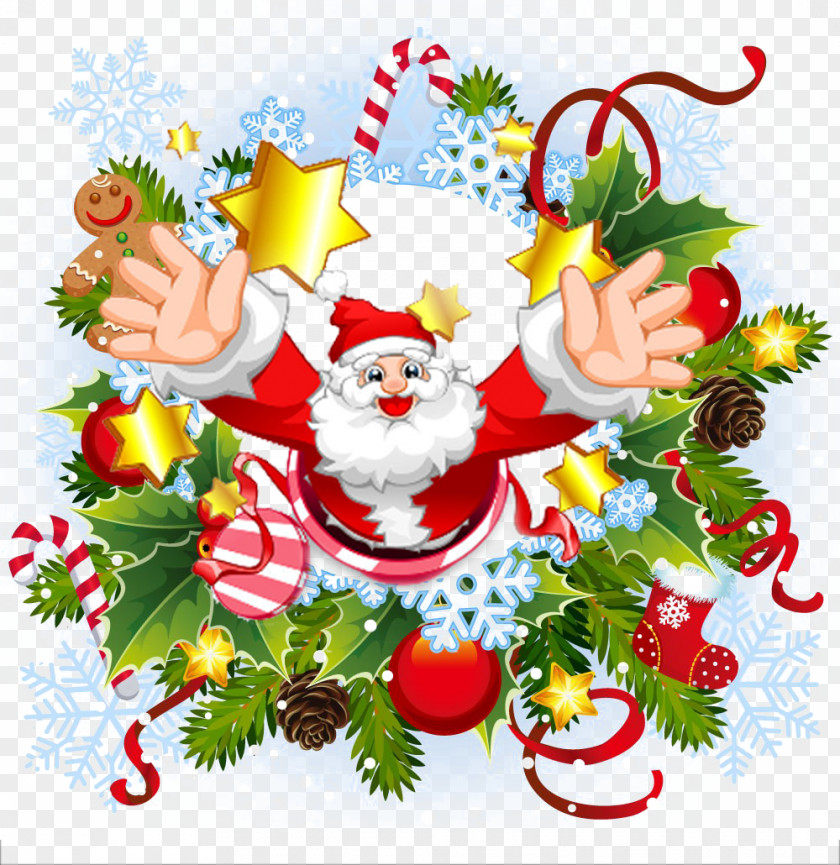 Wreath Santa Claus Christmas Decoration Picture Frame Clip Art PNG