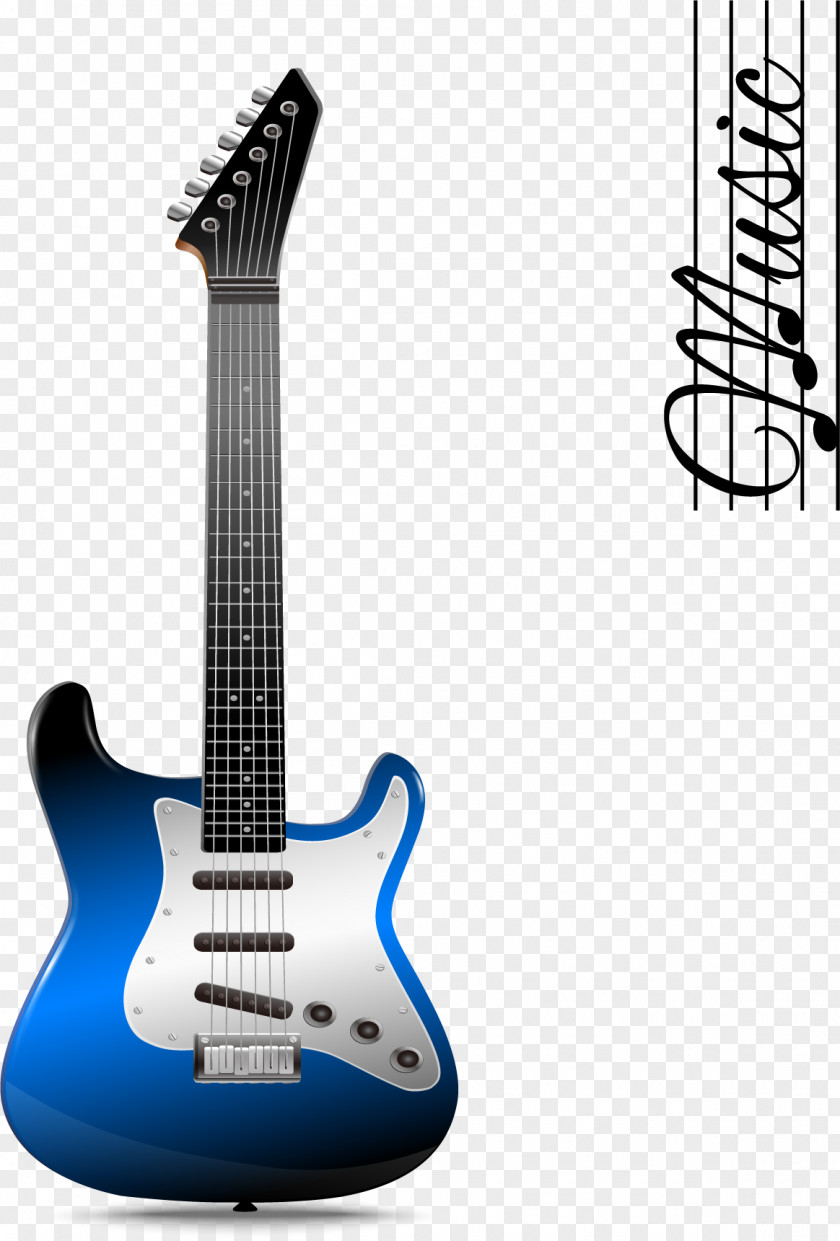 Blue Rock Electric Guitar Photography Illustration PNG