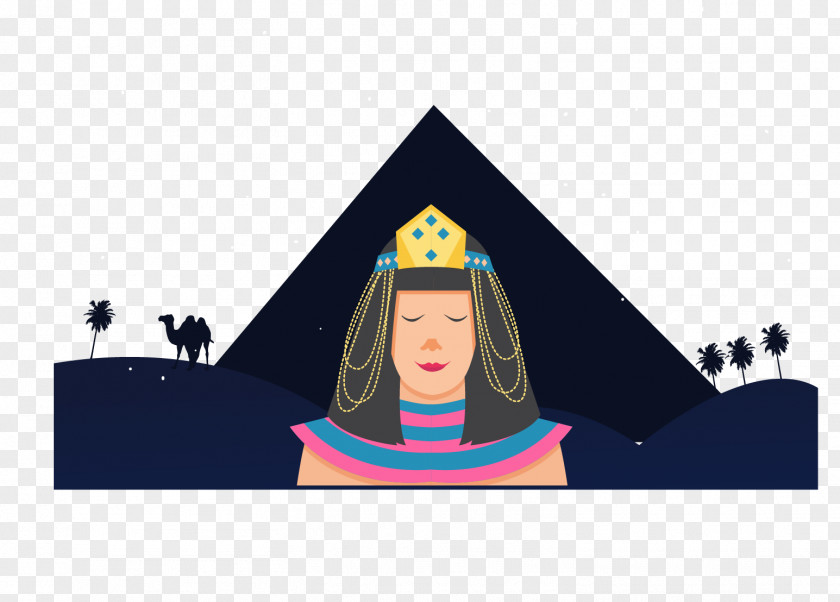 Vector Egyptian Queen Golden Goddess Night Camel Illustration PNG