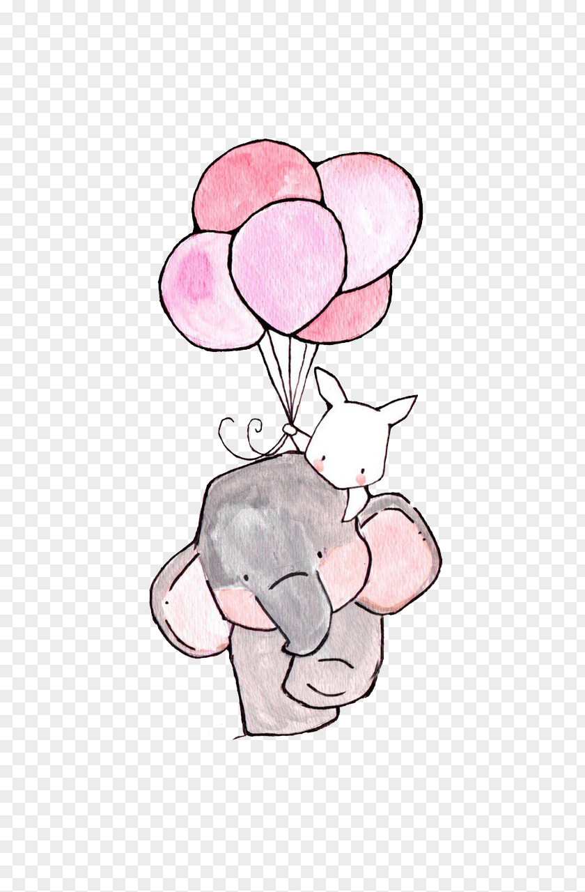 White Rabbit In The Hands Of A Balloon IPhone 5 Drawing Elephant Wallpaper PNG