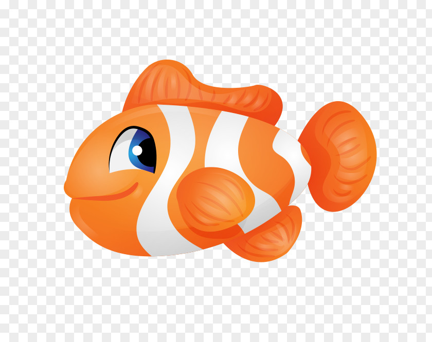 Cartoon Hand Colored Orange Fish PNG