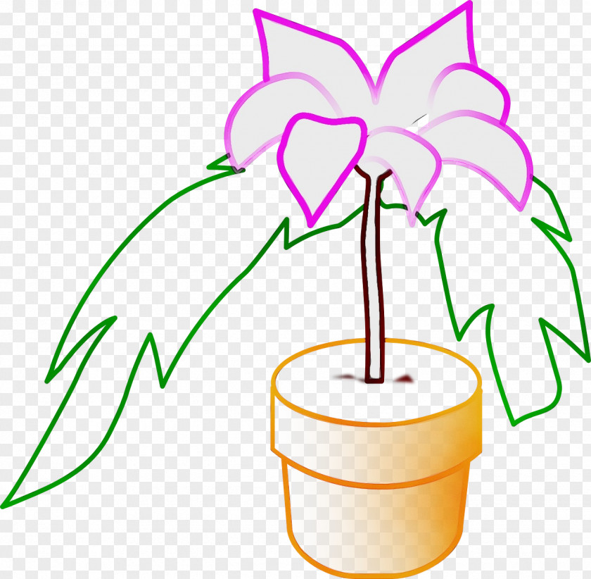 Herbaceous Plant Flower Line Art Stem Leaf PNG