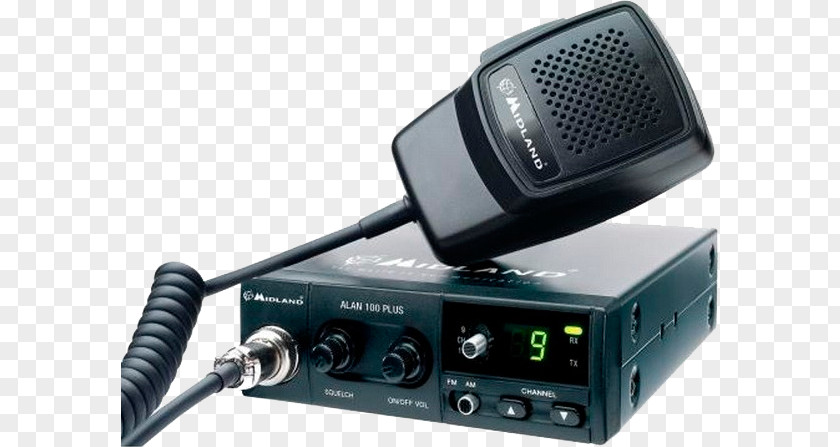 Radio Midland Alan-100 Plus 190 X 124 38 Mm / 13.8 V Citizens Band CB M10 C1185 Frequency Modulation PNG