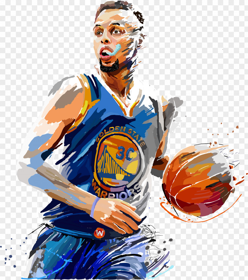 Basketball Player Stephen Curry Golden State Warriors Painting Jersey PNG