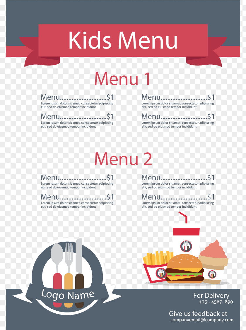 Special Menu For Children's Food Kids Meal Restaurant Outline Of Meals PNG
