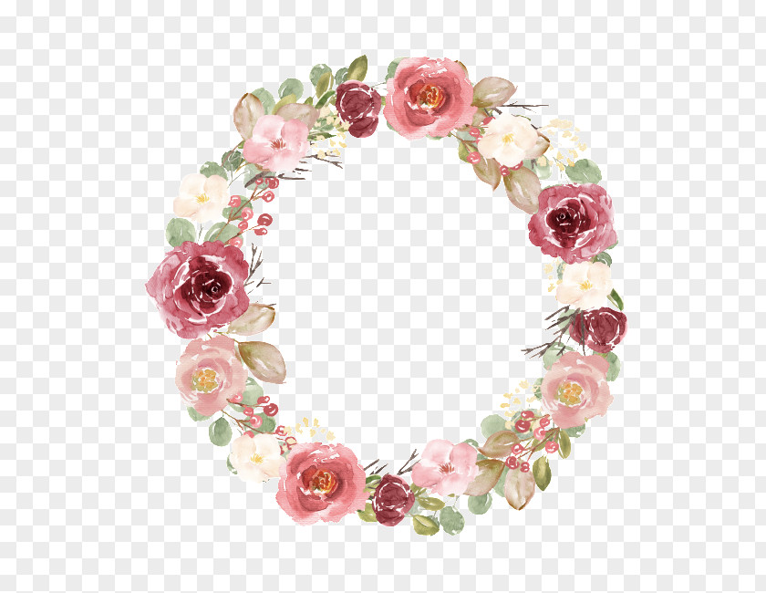 Watercolor Painting Wreath Flower Clip Art PNG