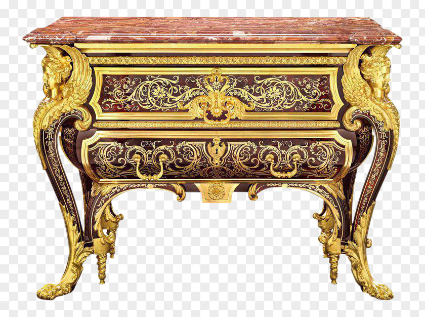 Marquetry Commode Louis XIV Furniture French PNG