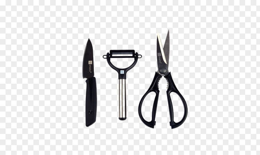 Carbonized Stainless Steel Fruit Knife Ceramic Scissors PNG