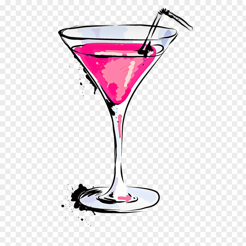 Glass Pink Lady Drink Stemware Martini Drinkware Alcoholic Beverage PNG