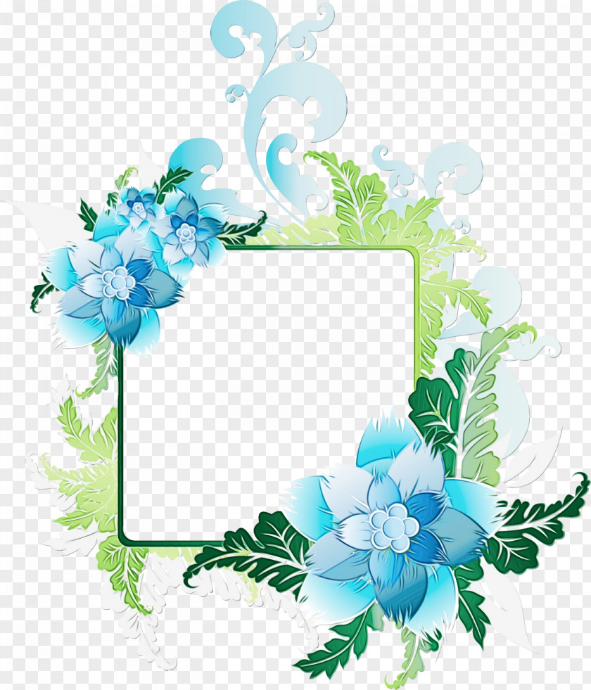 Hydrangea Picture Frame Watercolor Flowers PNG