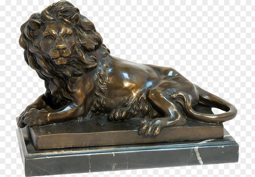 Lion Bronze Sculpture Classical Stone Carving PNG