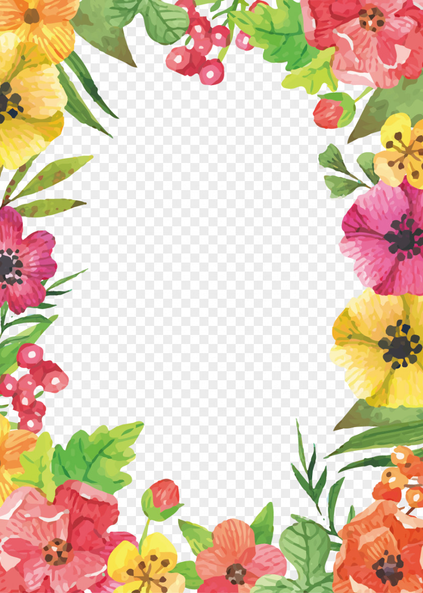 Watercolor Flowers Border Flower Wallpaper PNG
