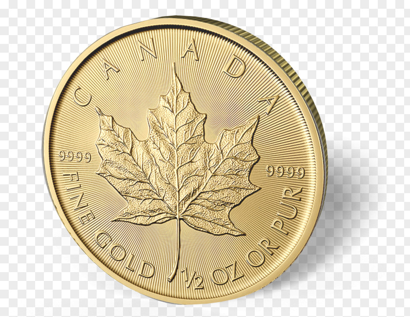 Leaf Gold Canada Canadian Maple Bullion Coin Silver PNG