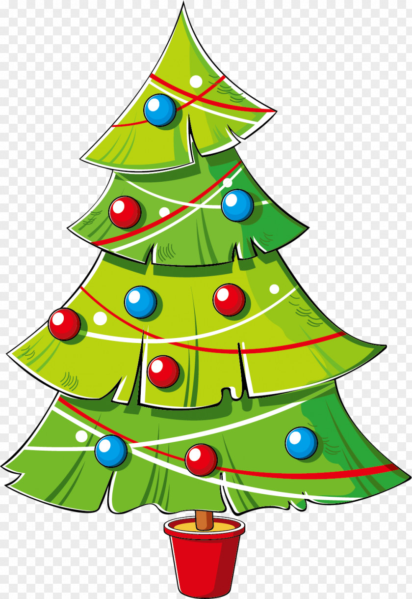 Cartoon Green Christmas Tree Clip Art PNG