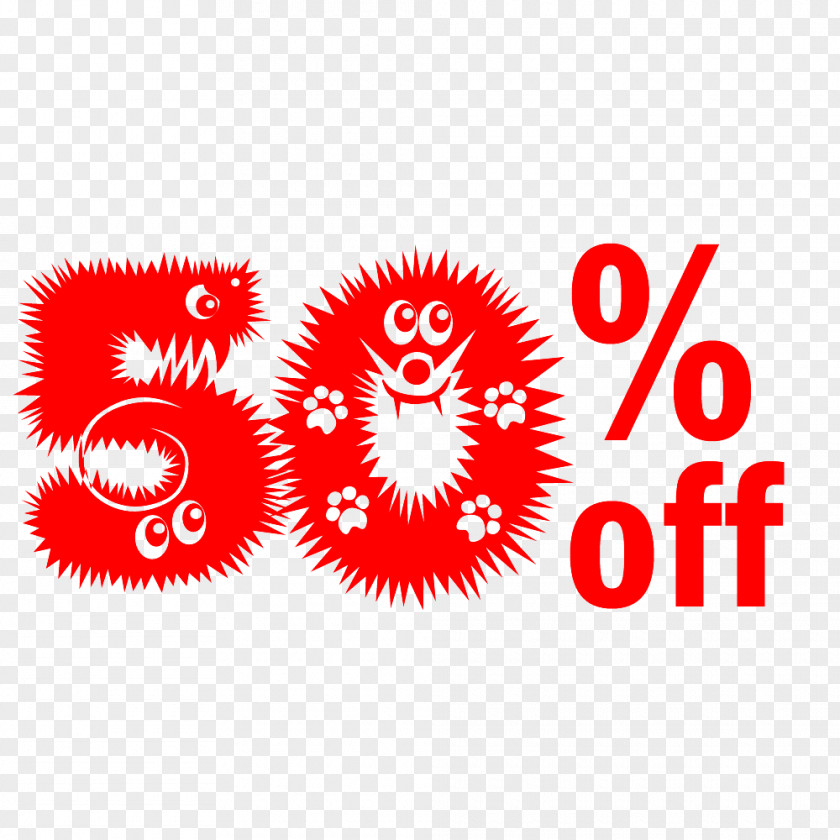 Cute Hairy Halloween 50% Off Discount Tag. PNG