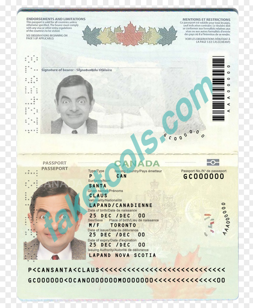 Canada Identity Document Canadian Passport Template PNG