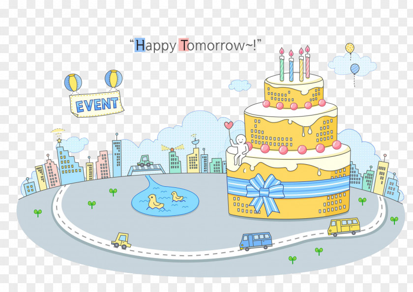 Future City Birthday Cake Stock Photography Illustration PNG