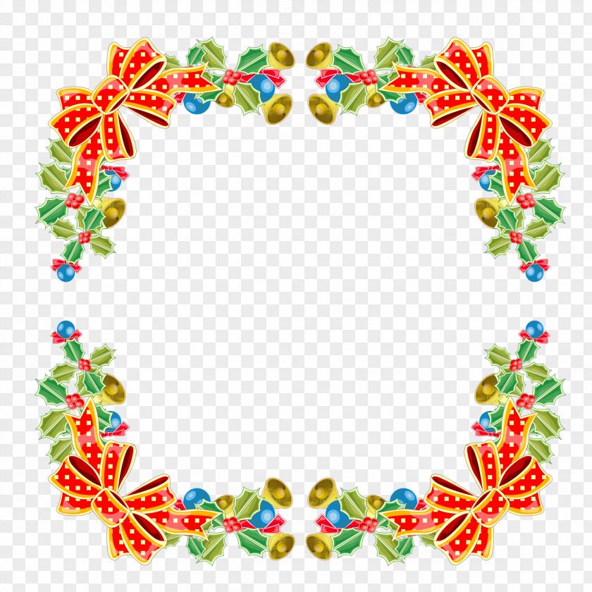 Christmas Bow Border Decoration Ornament Clip Art PNG