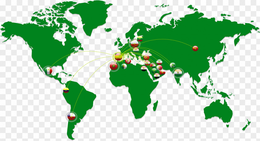 European Flower Vine Globe World Map PNG