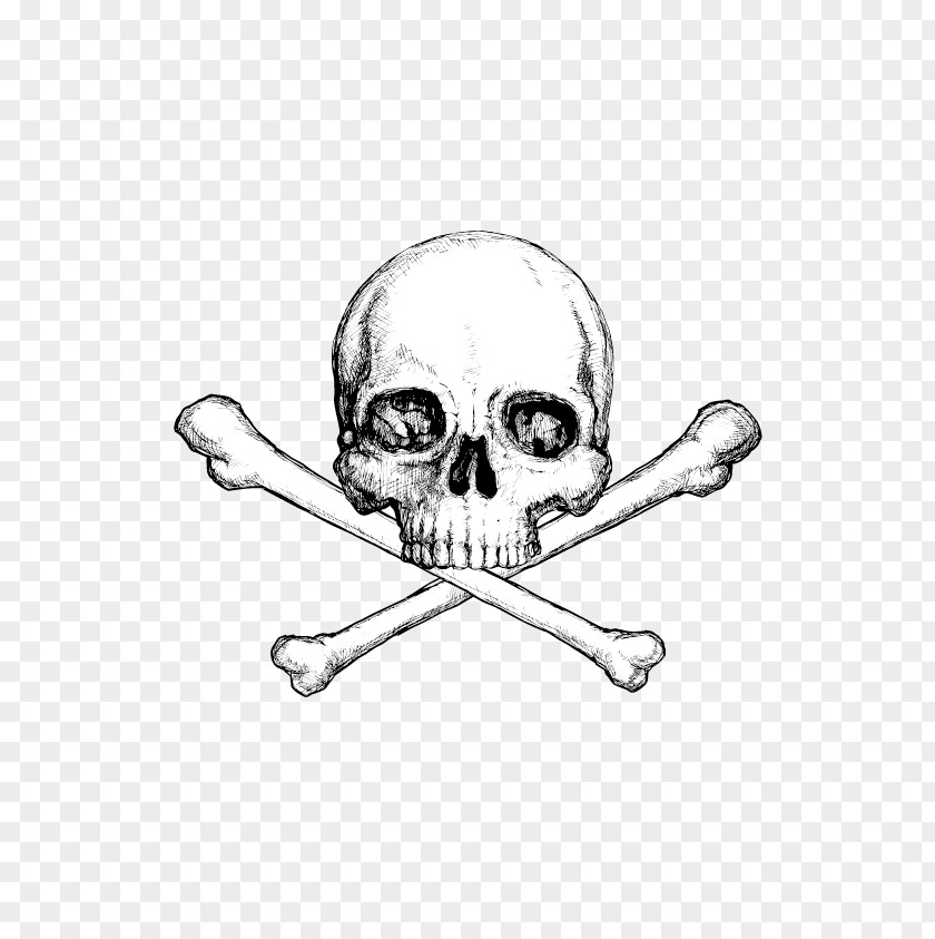 Steampunk Skull Hand-painted Material And Crossbones Skeleton Sticker PNG