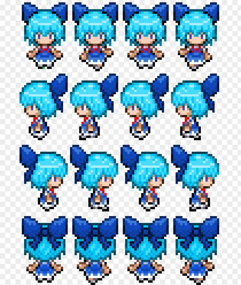 Sprite Cirno Touhou Project Pixel Art PNG