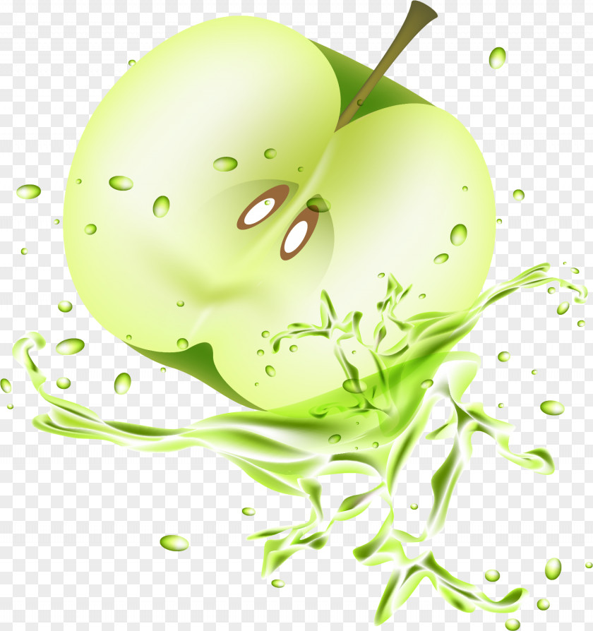 Half Green Apple Juice Fruit Clip Art PNG